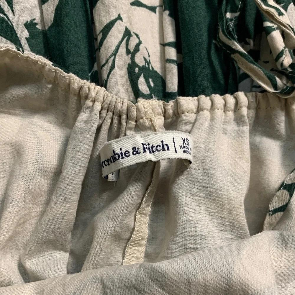 Abercrombie & Fitch Women's Trapeze Maxi Sundress Green Cream Sleeveless Boho XS